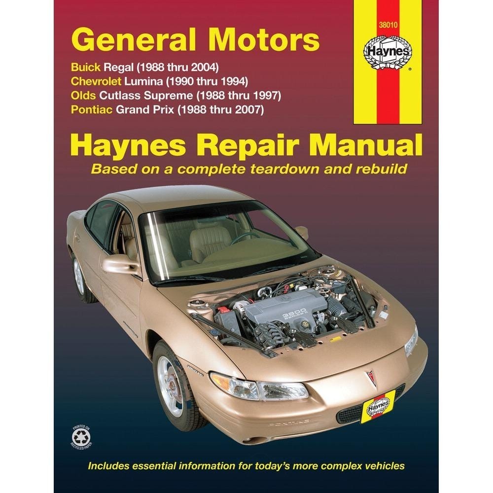 Repair Manual Haynes 38010 Buick Regal, Chevy Lumina, Olds Cutlass, Pontiac Gran